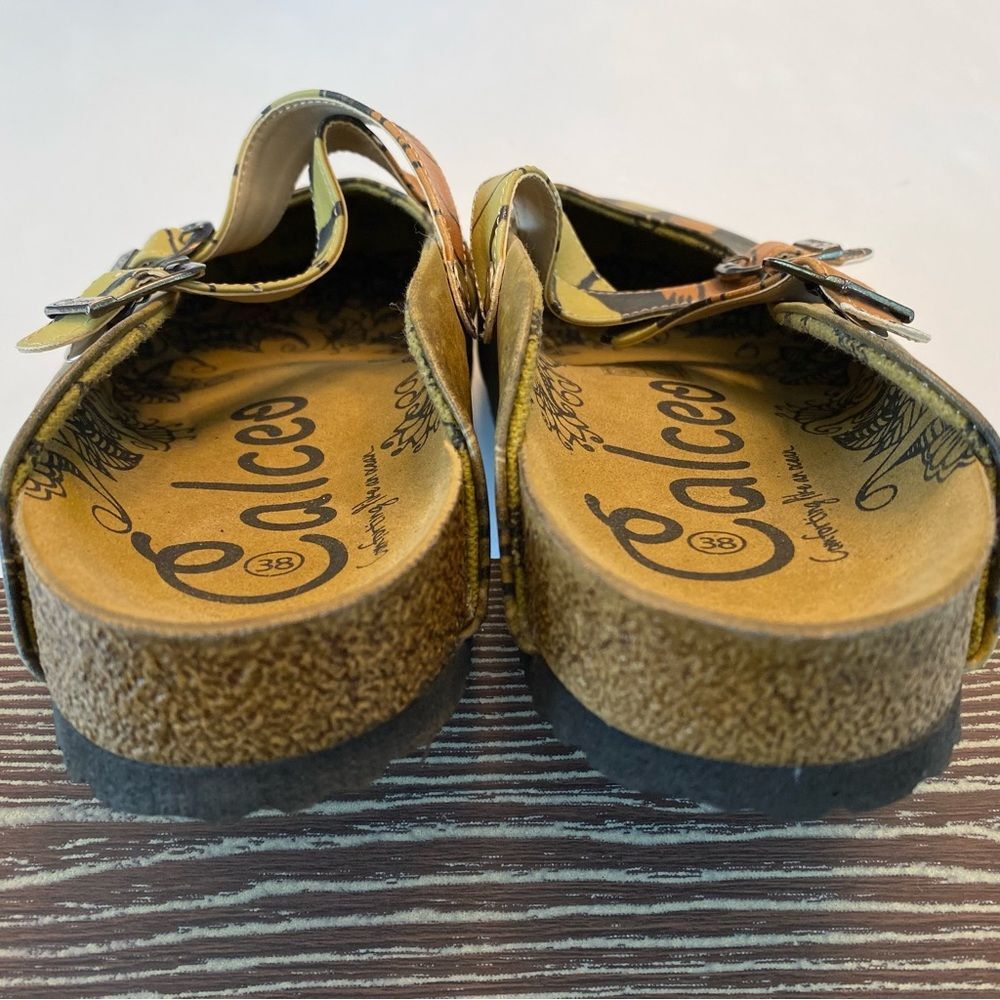 Calceo Butterfly Neutral Tan Clogs Shoe Size 38 7.5 Slip On Handmade Unique Rare - Picture 7 of 10